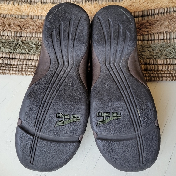 Dansko Kaya Brown Leather Slip On Clogs with Suede Cuffs Women's 38 US 7.5-8 - Picture 11 of 14